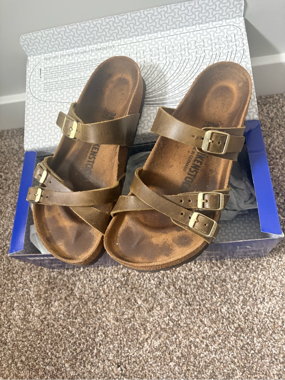 Birkenstock Franca olive green Multi-Strap Leather Sandals